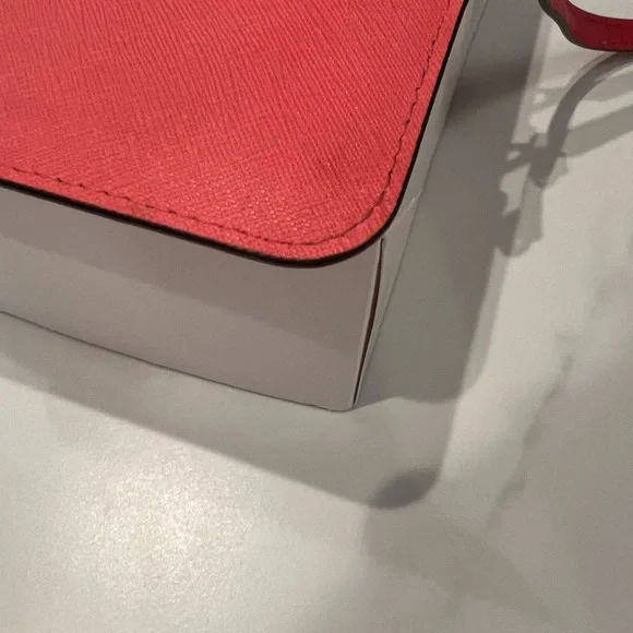 Michael Kors Women's Coral Pink Leather Zip Pouch Wristlet - Picture 5 of 7